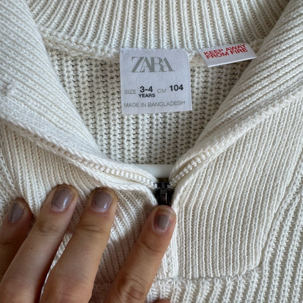 ZARA Boys Striped Half Zip Knit Sweater 3-4Y Coastal Prep Nautical Toddler - Picture 2 of 3